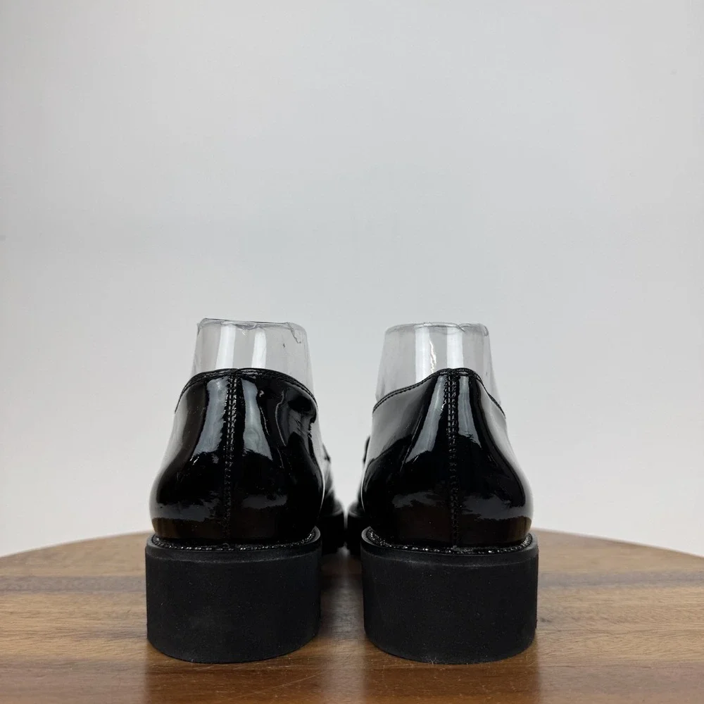 Womens Paul Green Reed Black Patent Leather‎ Rhinestone Penny Loafers Size 7 GUC